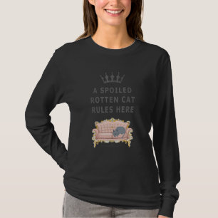 A Spoiled Rotten Cat Rules Here Sleeping Grey Cat T-Shirt