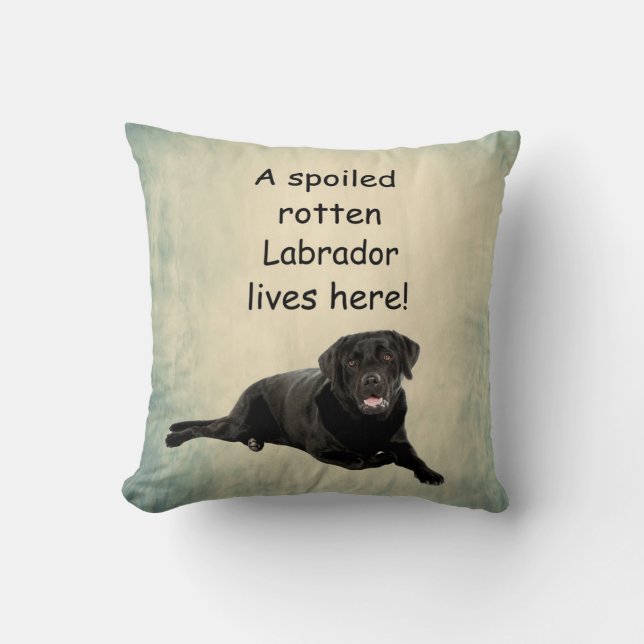 A Spoiled Rotten Labrador Lives Here Cushion (Front)