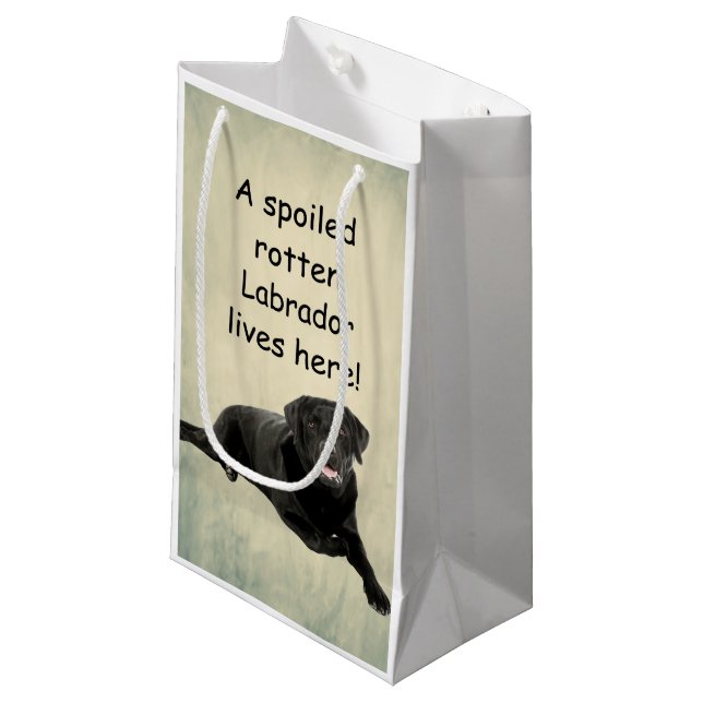 A Spoiled Rotten Labrador Lives Here Small Gift Bag (Front Angled)