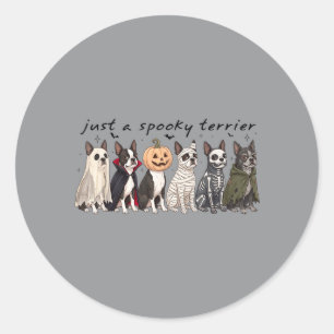 A Spooky Boston Terrier Funny Ghost Halloween Dog Classic Round Sticker