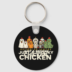 A Spooky Chicken Halloween Costume Cartoon Design Key Ring