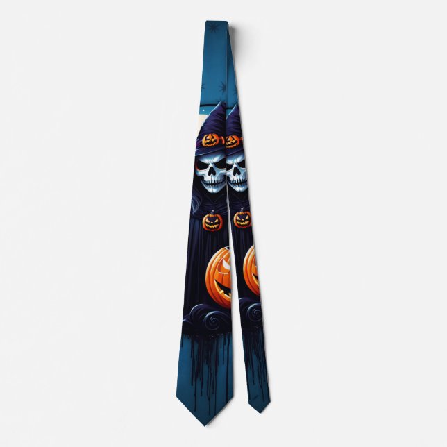 A spooky Halloween scene Tie (Front)