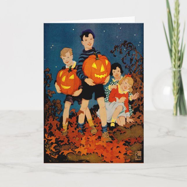 "A SPOOKY NIGHT SHOW"VINTAGE HALLOWEEN GREETING CARD (Front)