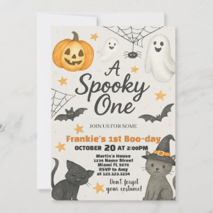 A Spooky One   1st Birthday Halloween Invitation
