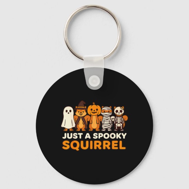 A Spooky Squirrel Halloween Costume Cartoon Design Key Ring (Front)