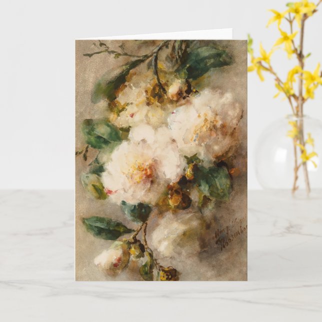 A spray of camellias by  M. Roosenboom Card (Yellow Flower)