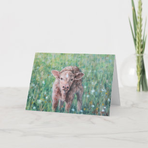 A Spring Baby Calf Original Art All Occasion Card