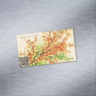 a spring branch of mimosa, bright, yellow 	Magnetic business card