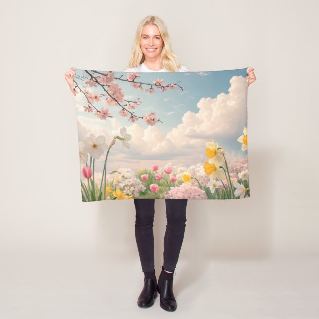 A Spring Floral Background Fleece Blanket (In Situ)