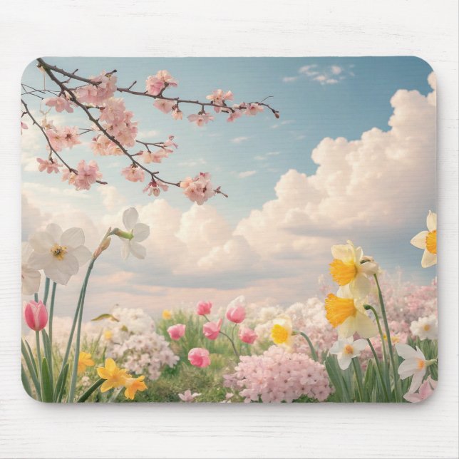 A Spring Floral Background Mouse Mat (Front)