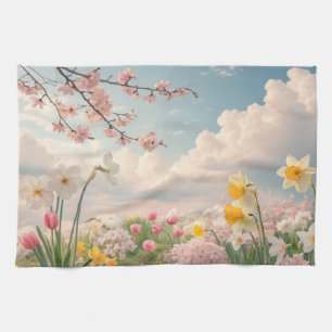 A Spring Floral Background Tea Towel