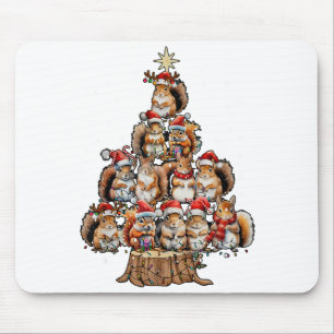 A Squirrel Christmas Tree Lights Forest Animal Lov Mouse Mat