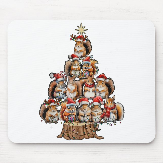 A Squirrel Christmas Tree Lights Forest Animal Lov Mouse Mat (Front)