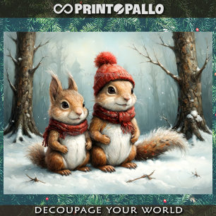 A squirrel family in Christmas time Tissue Paper