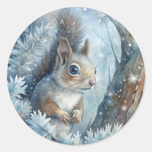 A Squirrel in Winter Classic Round Sticker