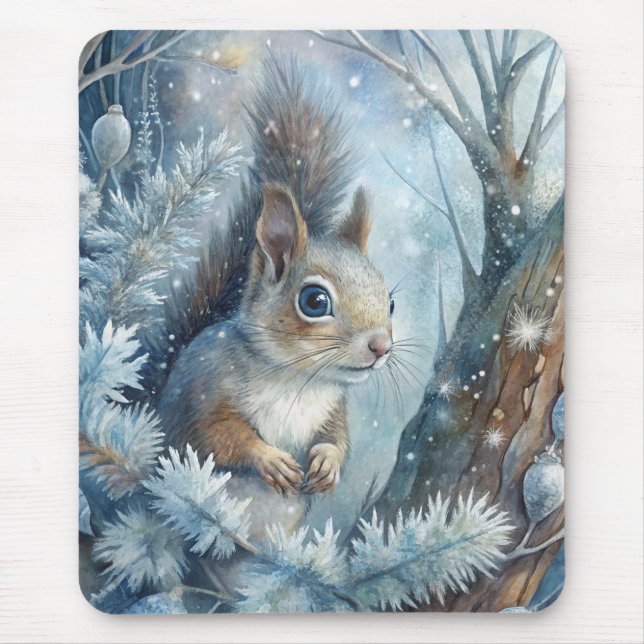 A Squirrel in Winter Mouse Mat (Front)