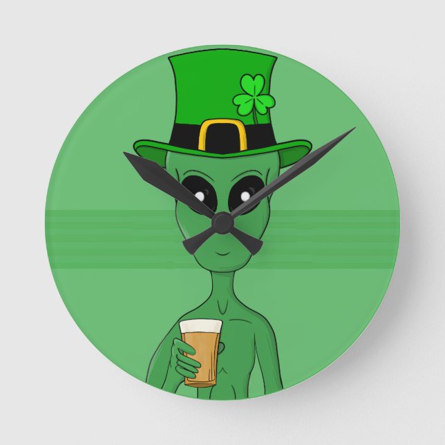 A St. Patrick's Alien Round Clock (Front)