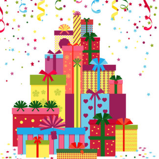 A Stack of Colourful Gift Boxes Large Gift Bag