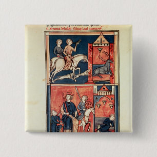 A stag hunt and a king 15 cm square badge