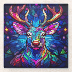A Stained Glass Chrustmas Reindeer Coaster