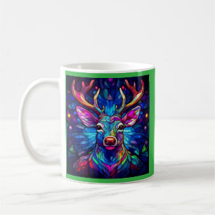 A Stained Glass Chrustmas  Reindeer Coffee Mug