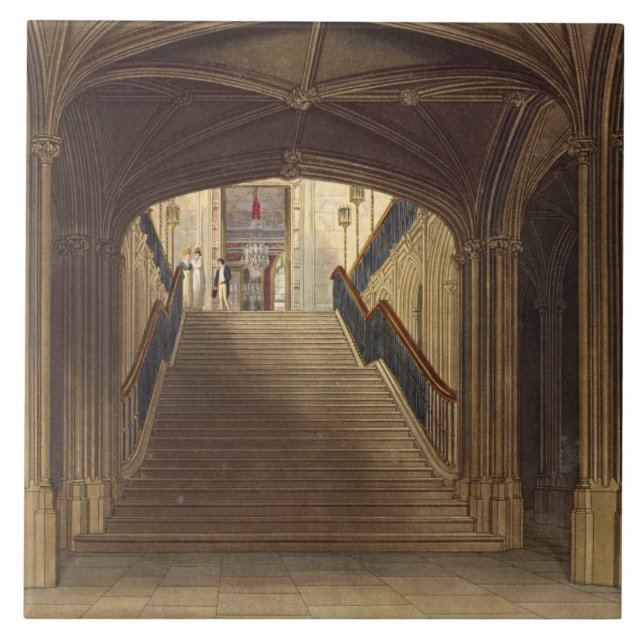 A Staircase, Windsor Castle, from 'Royal Residence Tile (Front)