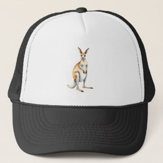A standing kangaroo trucker hat