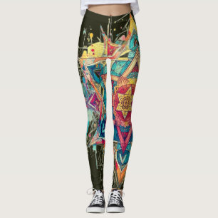 A Star + Abstract Art Pair of Customised Modern Leggings