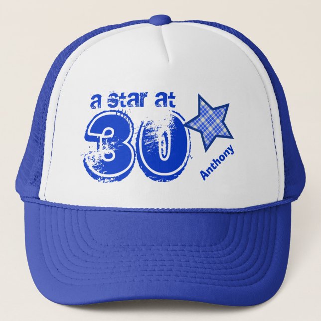 A Star at Thirty Custom Name V25 Trucker Hat (Front)