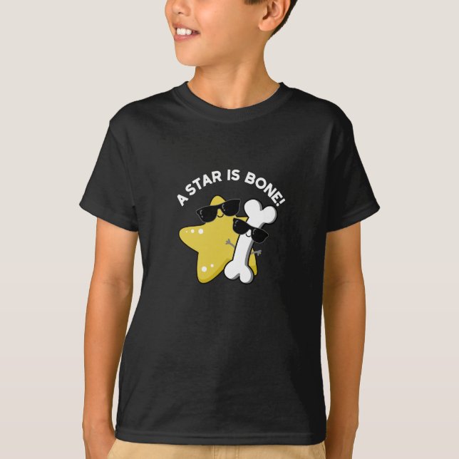 A Star Is Bone Funny Movie Title Pun Dark BG T-Shirt (Front)