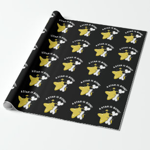 A Star Is Bone Funny Movie Title Pun Dark BG Wrapping Paper