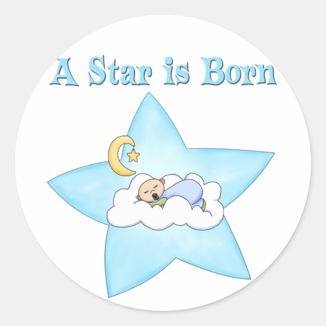 A Star is Born  Baby Boy Classic Round Sticker (Front)