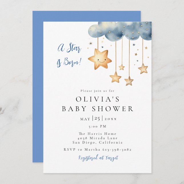 A Star is Born Baby Shower Invitation (Front/Back)