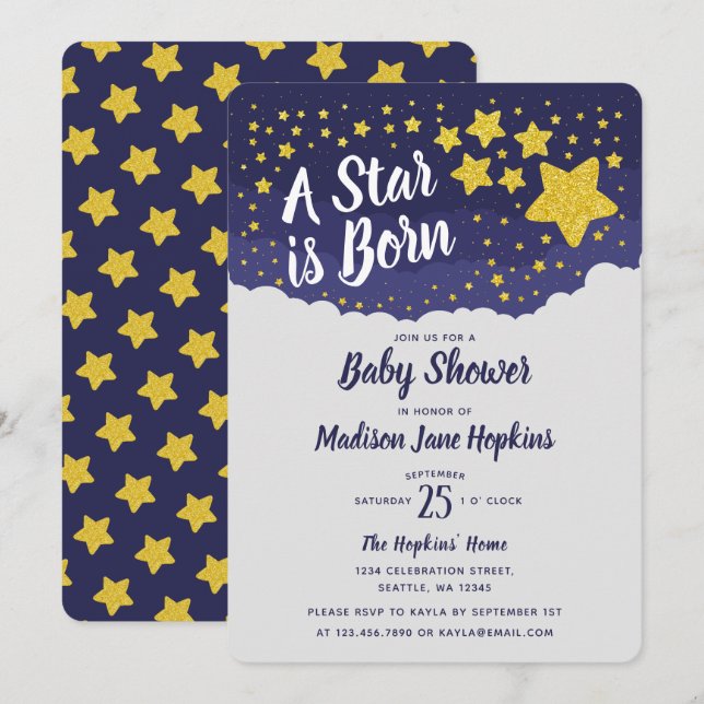 A Star is Born Baby Shower Invitation (Front/Back)