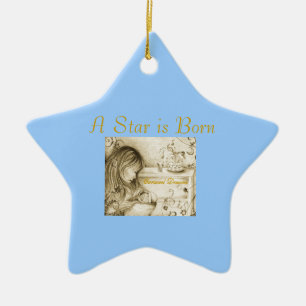 A Star is Born Blue Ceramic Star Ornament