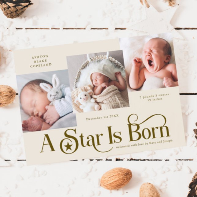 A Star Is Born Christmas Cream Birth Announcement (Creator Uploaded)