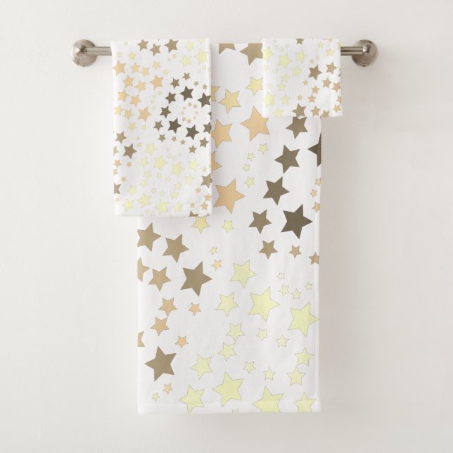 A Star Print Towel Set With White (Insitu)