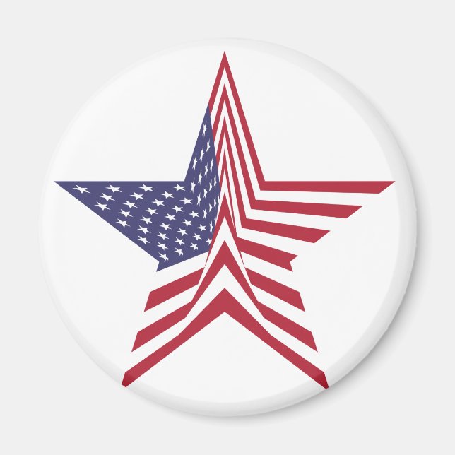 A Star With An American Flag Pattern Magnet (Front)