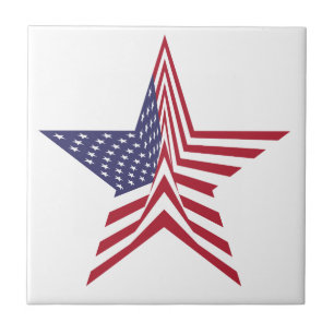 A Star With An American Flag Pattern Tile