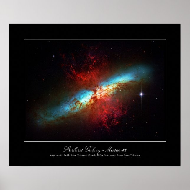 A Starburst Galaxy - Messier 82 (Cigar Galaxy) Poster (Front)