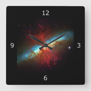 A Starburst Galaxy - Messier 82 (Cigar Galaxy) Square Wall Clock