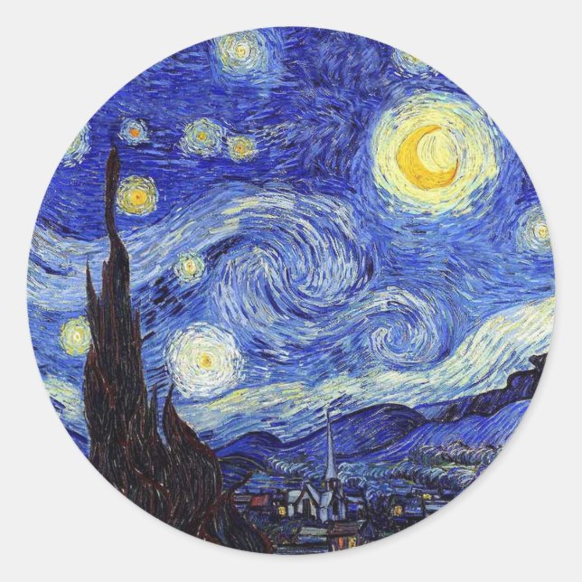 A Starry Night  Inspired Van Gogh Classic Products Round Sticker (Front)