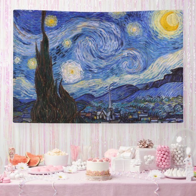 A Starry Night: Saint Remy by Vincent Van Gogh Banner (Party)