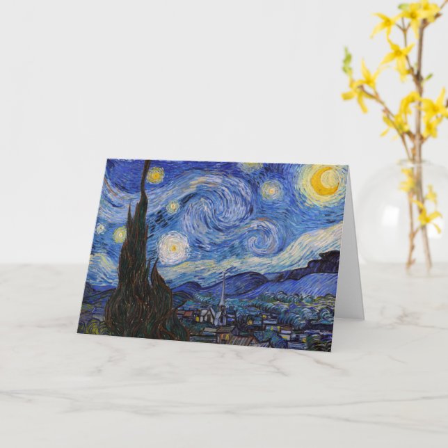 A Starry Night: Saint Remy by Vincent Van Gogh Card (Yellow Flower)