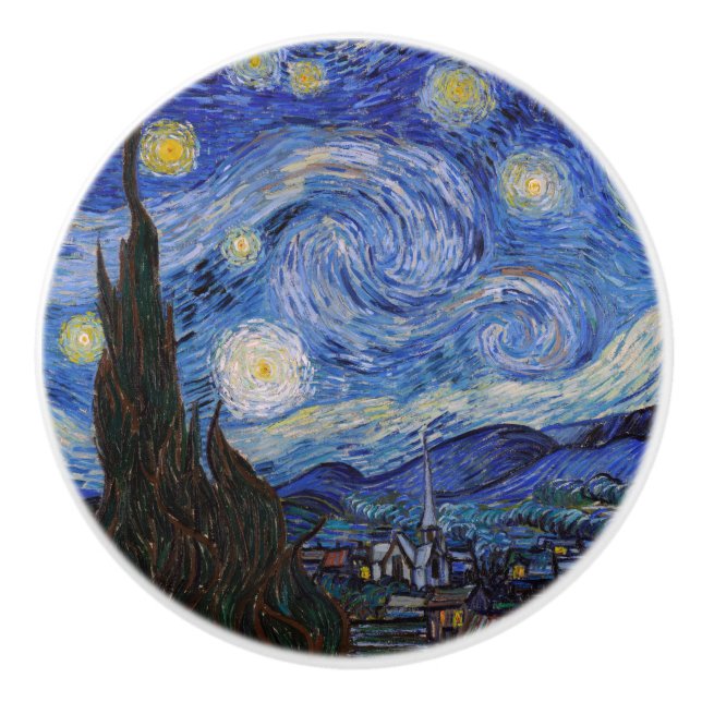 A Starry Night: Saint Remy by Vincent Van Gogh Ceramic Knob (Front)