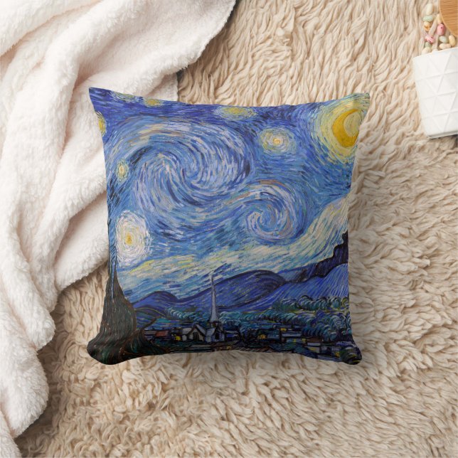 A Starry Night: Saint Remy by Vincent Van Gogh Cushion (Blanket)
