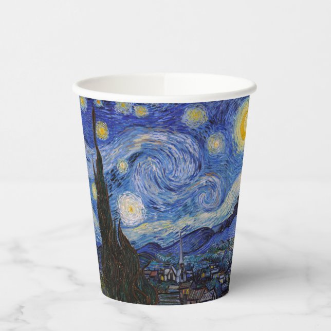 A Starry Night: Saint Remy by Vincent Van Gogh Paper Cups (Left)