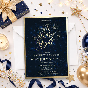 A Starry Night Sweet 16 Birthday Invitation