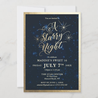 A Starry Night Sweet 16 Birthday Invitation