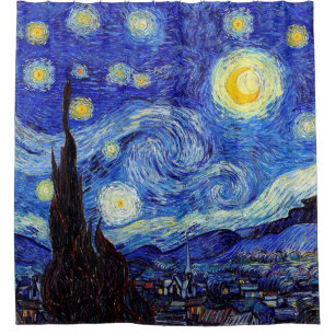 A Starry Night  Van Gogh Inspired Shower Curtain